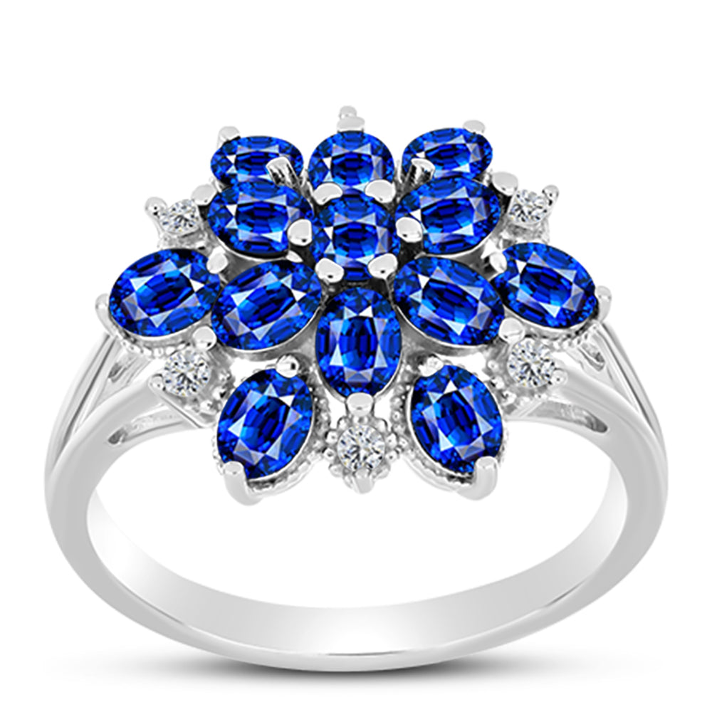 Anillo de Plata con Zafiro Azul Australiano y Topacio Blanco 3 