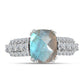 Anillo de Plata con Labradorita y Topacio Blanco