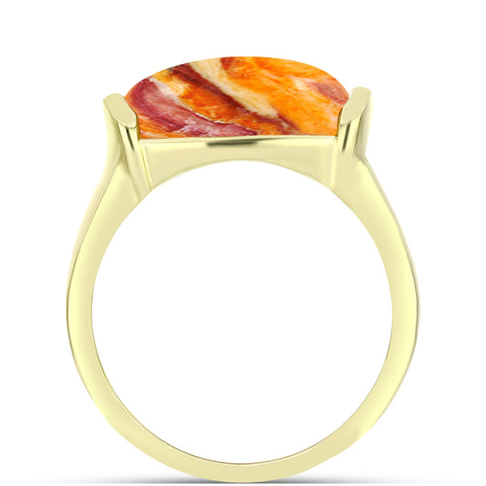 Anillo de Plata Bañada en Oro con Jaspe Garra de León