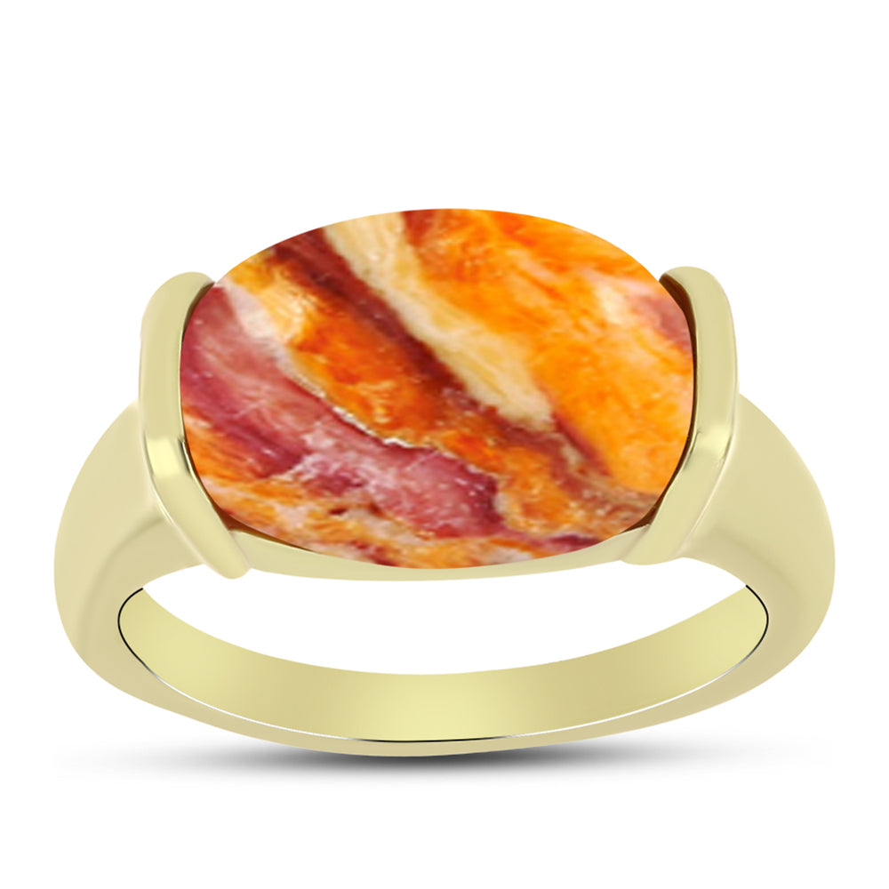 Anillo de Plata Bañada en Oro con Jaspe Garra de León