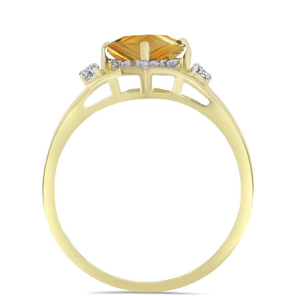 Anillo de Plata Bañada en Oro con Citrino de Río del Oro y Topacio Blanco 2 