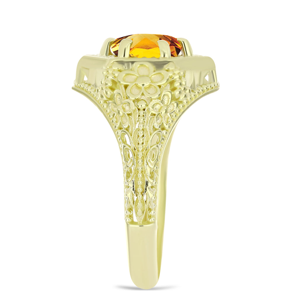 Anillo de Plata Bañada en Oro con Citrino de Río del Oro 4 