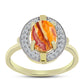 Anillo de Plata Bañada en Oro con Jaspe Garra de León y Topacio Blanco