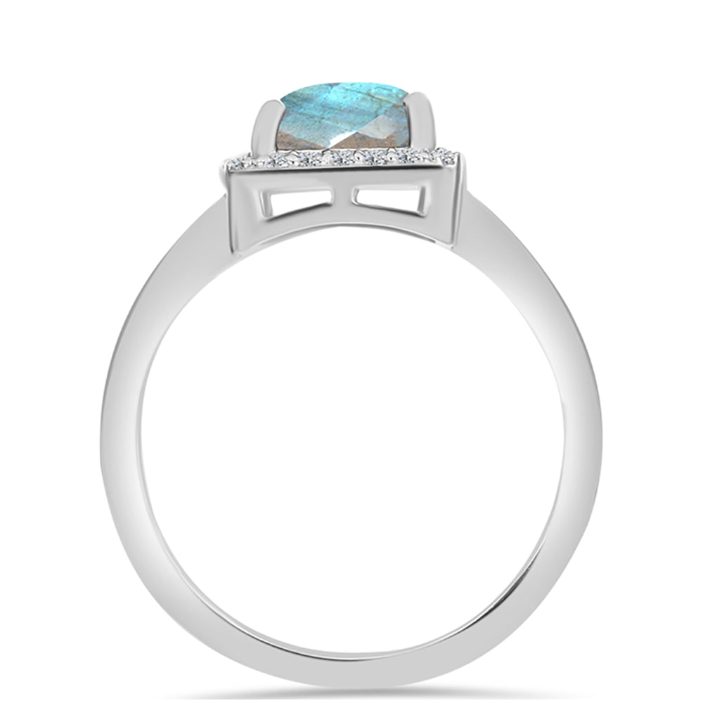 Anillo de Plata con Labradorita y Topacio Blanco 2 
