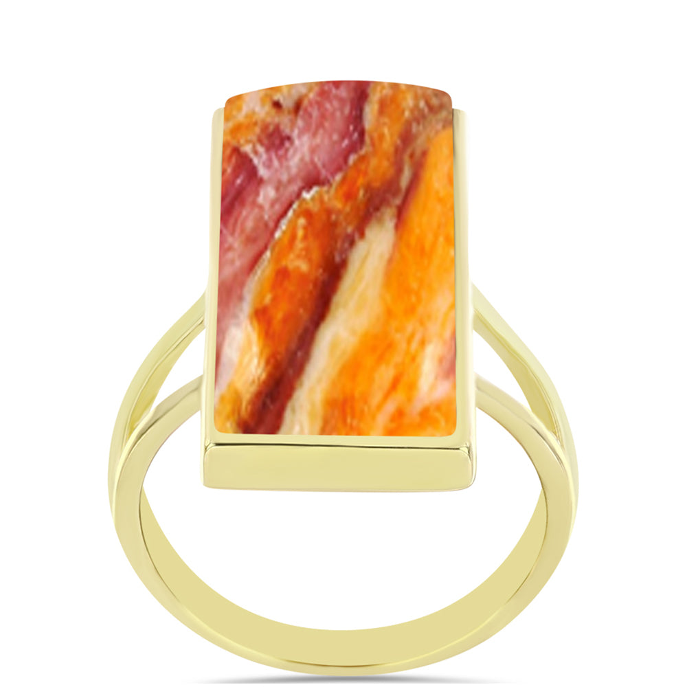 Anillo de Plata Bañada en Oro con Jaspe Garra de León 3 