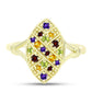 Anillo de Plata Bañada en Oro con Amatista de Marruecos y Citrino de los Montes Urales
