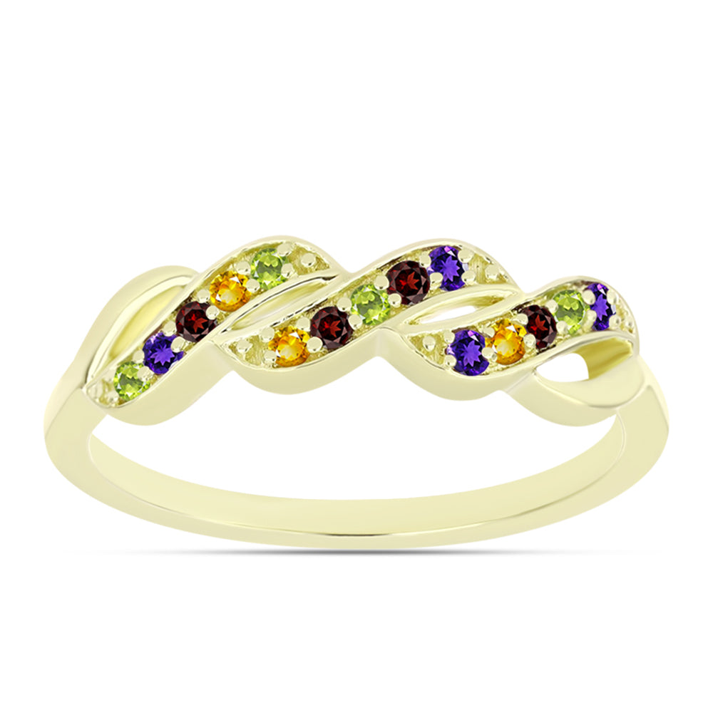 Anillo de Plata Bañada en Oro con Amatista de Marruecos y Citrino de los Montes Urales 1 