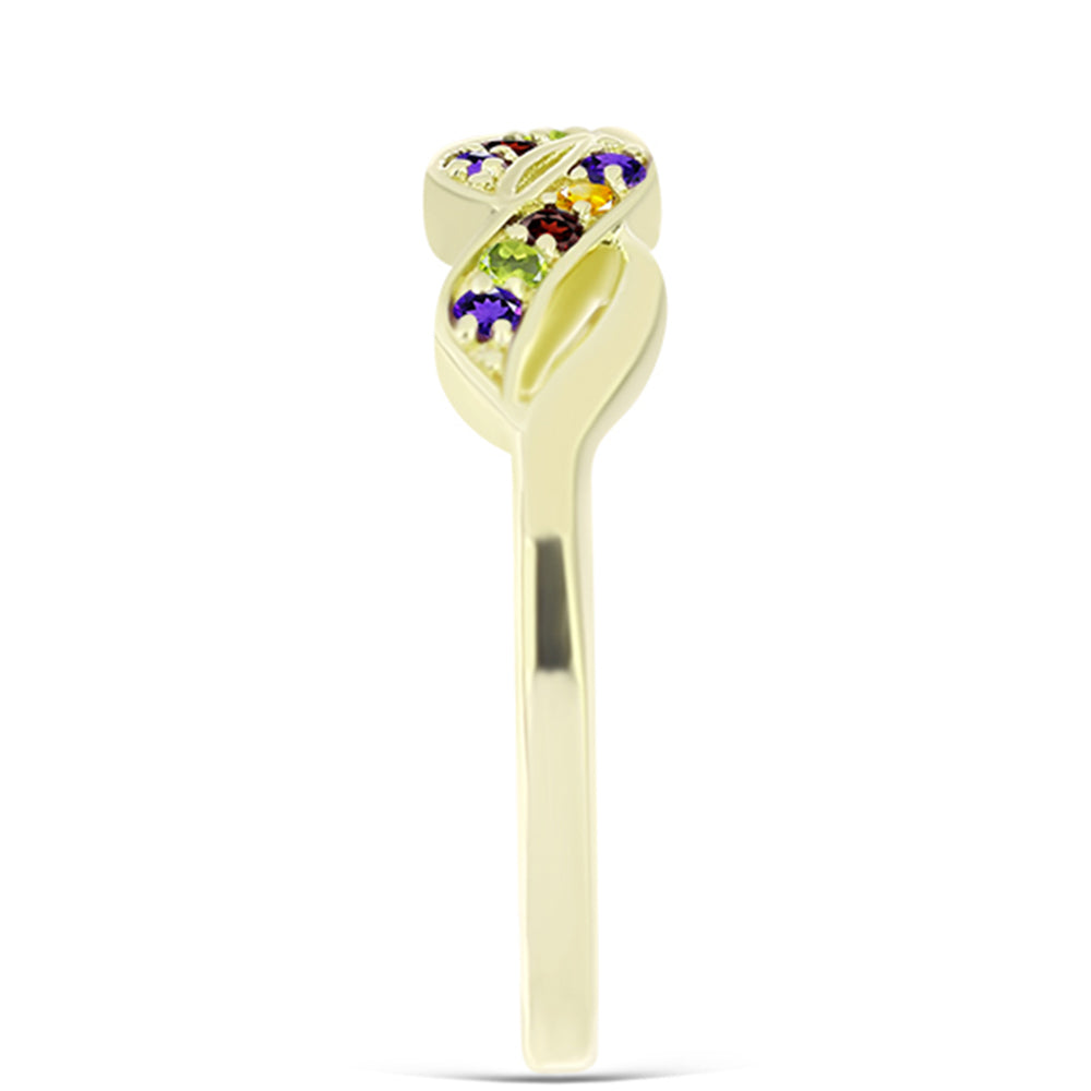 Anillo de Plata Bañada en Oro con Amatista de Marruecos y Citrino de los Montes Urales 4 
