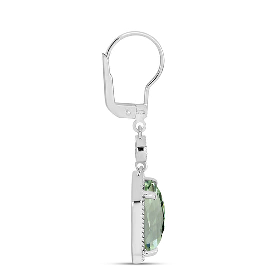 Pendientes de Plata con Amatista Verde y Topacio Blanco