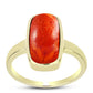 Anillo de Plata Bañada en Oro con Coral de Esponja Roja
