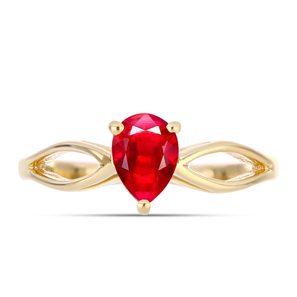 Anillo de Plata Bañada en Oro con Ágata Roja 1 