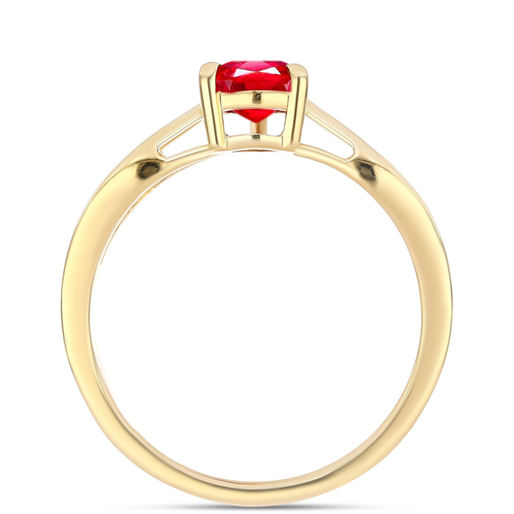 Anillo de Plata Bañada en Oro con Ágata Roja
