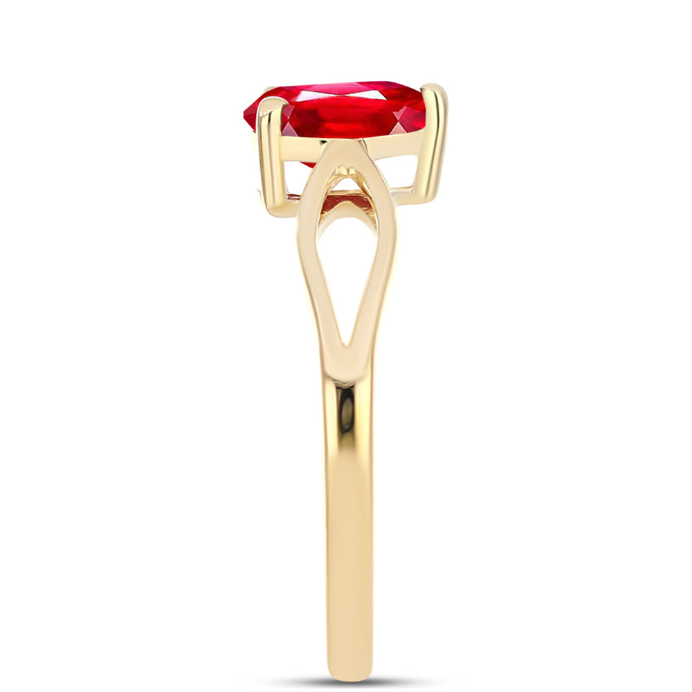 Anillo de Plata Bañada en Oro con Ágata Roja