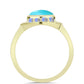 Anillo de Plata Bañada en Oro con Turquesa Bella Durmiente y Piedra Lunar Arco Iris
