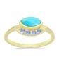 Anillo de Plata Bañada en Oro con Turquesa Bella Durmiente y Piedra Lunar Arco Iris
