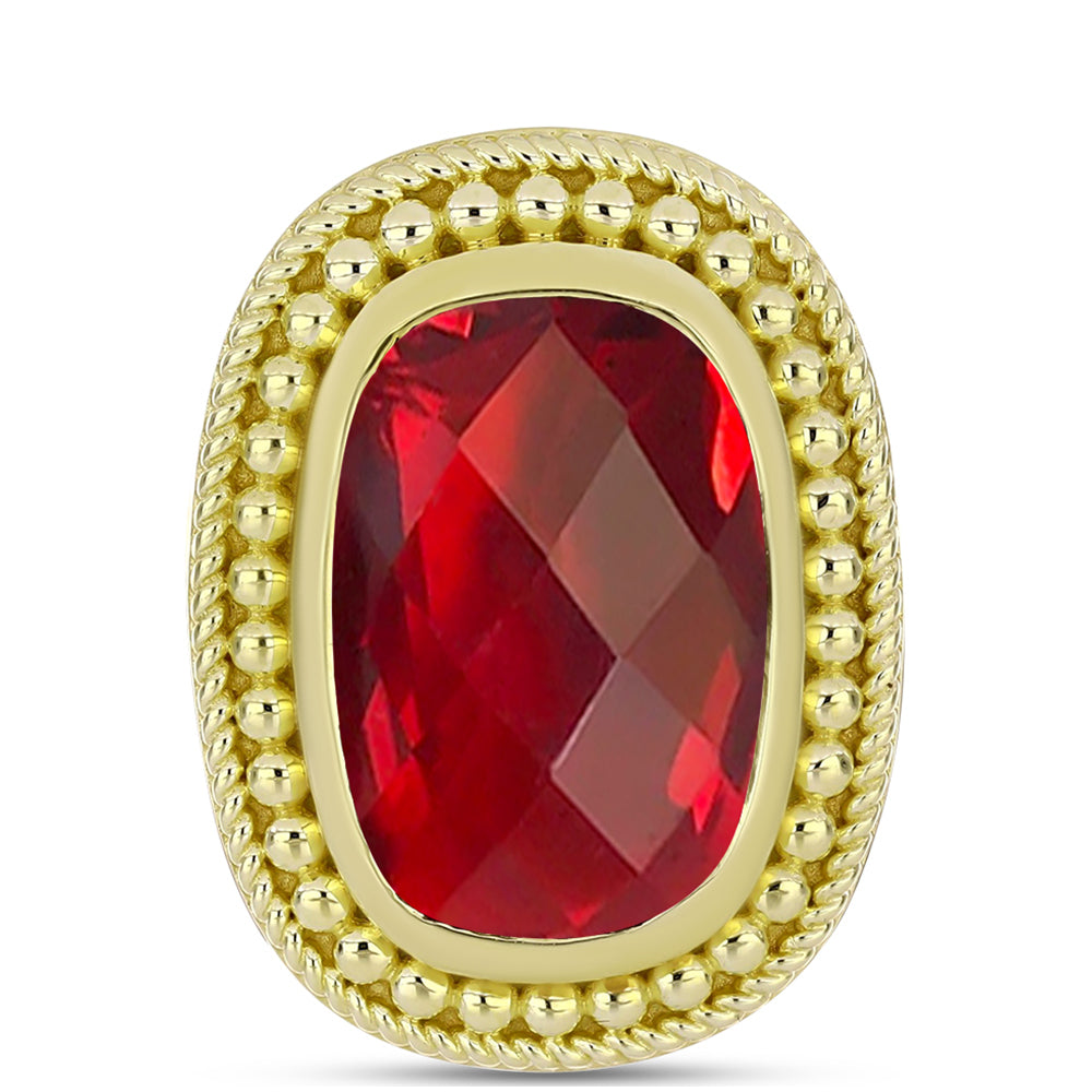 Anillo de Plata Bañada en Oro con Ágata Roja 1 
