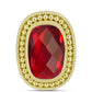 Anillo de Plata Bañada en Oro con Ágata Roja