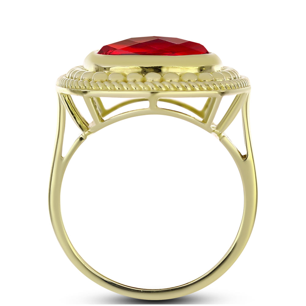 Anillo de Plata Bañada en Oro con Ágata Roja 2 