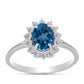 Anillo de Plata con Topacio Azul Londres y Topacio Blanco