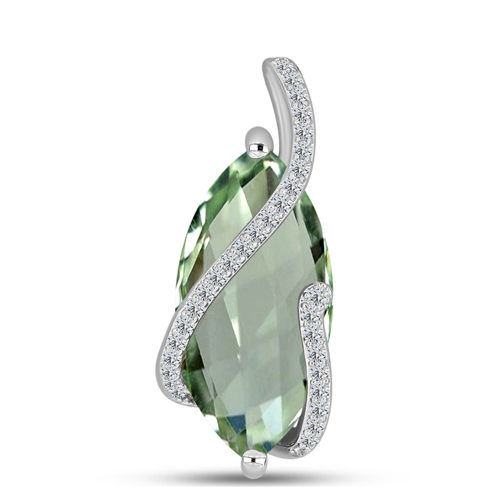 Colgante de Plata con Amatista Verde y Topacio Blanco