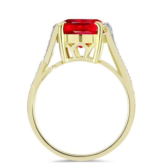 Anillo de Plata Bañada en Oro con Ágata Roja y Topacio Blanco