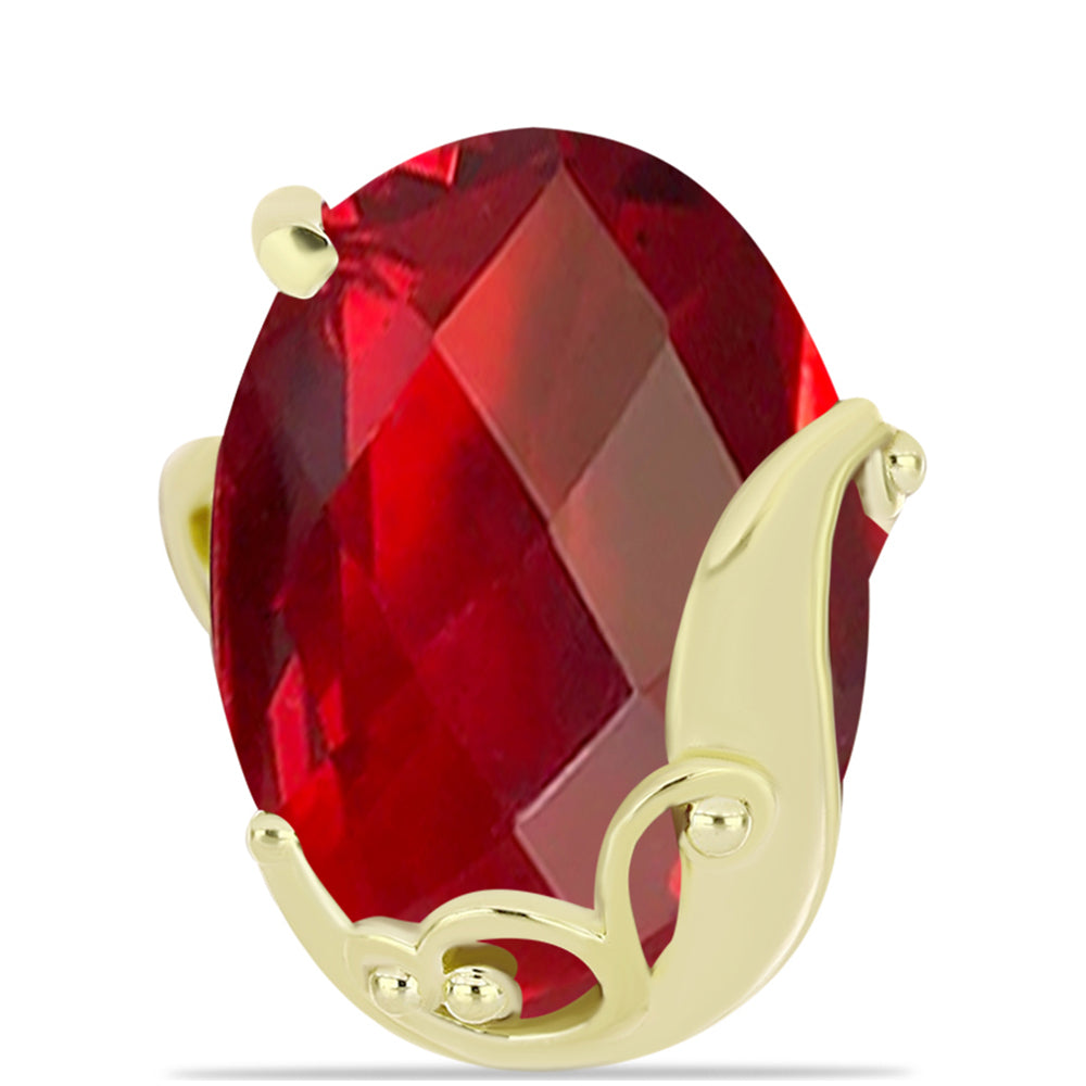 Anillo de Plata Bañada en Oro con Ágata Roja 1 