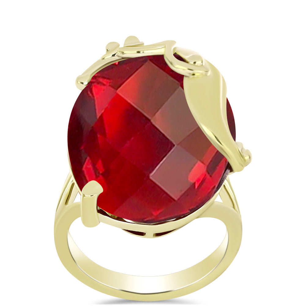 Anillo de Plata Bañada en Oro con Ágata Roja 3 