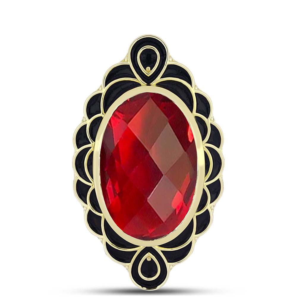Anillo de Plata Bañada en Oro con Ágata Roja