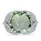 Anillo de Plata con Amatista Verde y Topacio Blanco
