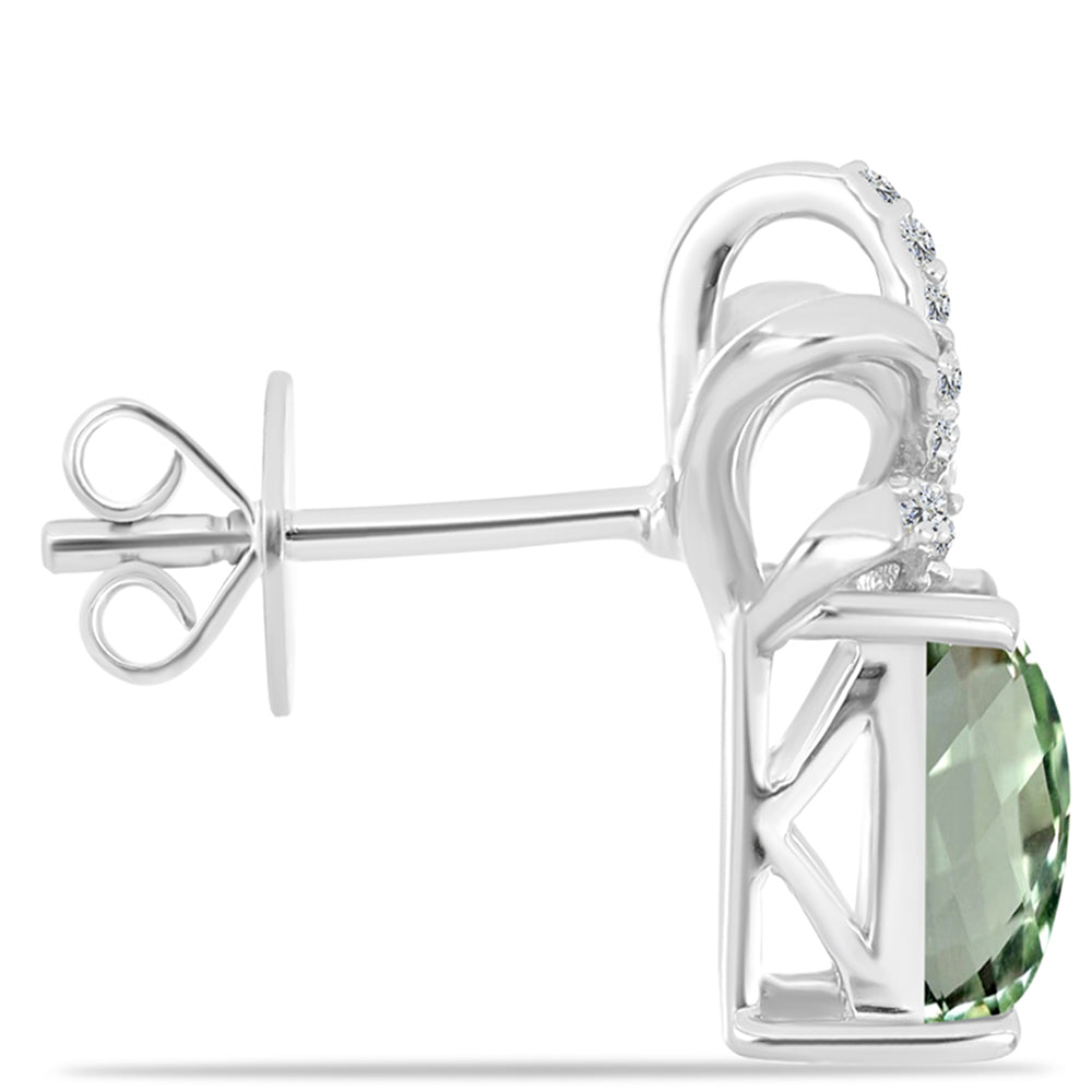 Pendientes de Plata con Amatista Verde y Topacio Blanco 2 