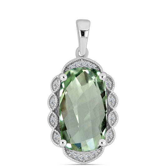 Colgante de Plata con Amatista Verde y Topacio Blanco