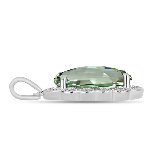Colgante de Plata con Amatista Verde y Topacio Blanco