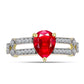 Anillo de Plata Bañada en Oro con Ágata Roja y Topacio Blanco
