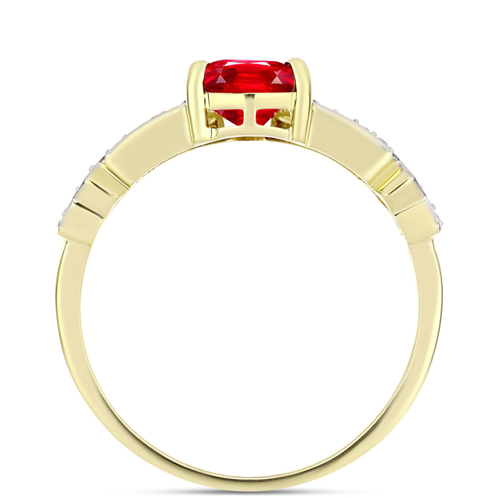 Anillo de Plata Bañada en Oro con Ágata Roja y Topacio Blanco 2 