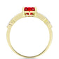 Anillo de Plata Bañada en Oro con Ágata Roja y Topacio Blanco