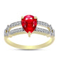 Anillo de Plata Bañada en Oro con Ágata Roja y Topacio Blanco