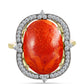 Anillo de Plata Bañada en Oro con Coral de Esponja Roja y Topacio Blanco
