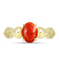 Anillo de Plata Bañada en Oro con Coral de Esponja Roja