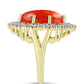 Anillo de Plata Bañada en Oro con Coral de Esponja Roja y Zircón Blanco