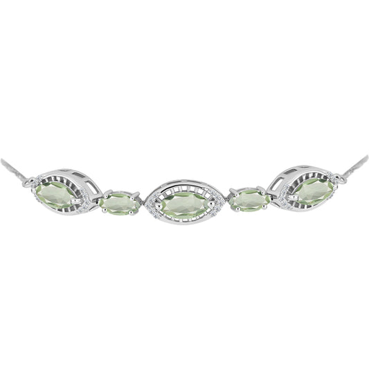 Pulsera de Plata con Amatista Verde y Topacio Blanco