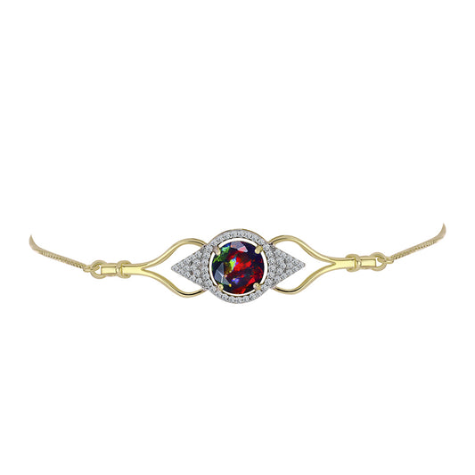 Pulsera de Plata Bañada en Oro con Ópalo negro medianoche Lega Dembi de Ëtiopía y Topacio Blanco