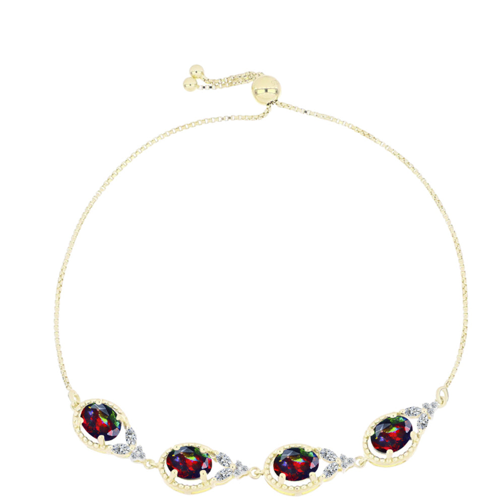 Pulsera de Plata Bañada en Oro con Ópalo negro medianoche Lega Dembi de Ëtiopía y Topacio Blanco