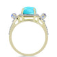 Anillo de Plata Bañada en Oro con Turquesa Bella Durmiente y Piedra Lunar Arco Iris