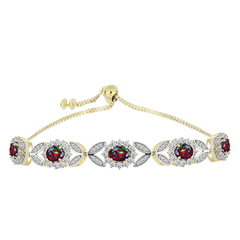 Pulsera de Plata Bañada en Oro con Ópalo negro medianoche Lega Dembi de Ëtiopía y Topacio Blanco 1 
