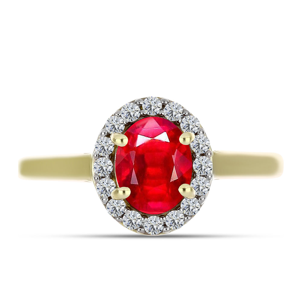 Anillo de Plata Bañada en Oro con Ágata Roja y Topacio Blanco