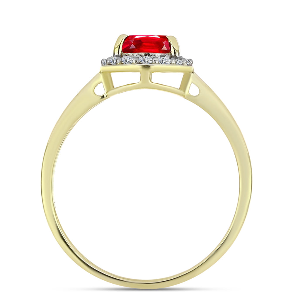 Anillo de Plata Bañada en Oro con Ágata Roja y Topacio Blanco