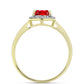 Anillo de Plata Bañada en Oro con Ágata Roja y Topacio Blanco