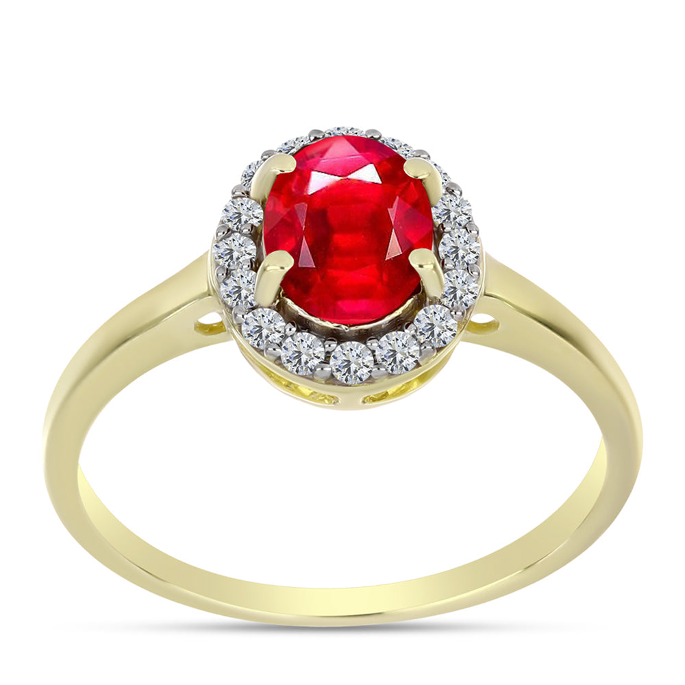 Anillo de Plata Bañada en Oro con Ágata Roja y Topacio Blanco 3 