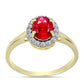Anillo de Plata Bañada en Oro con Ágata Roja y Topacio Blanco