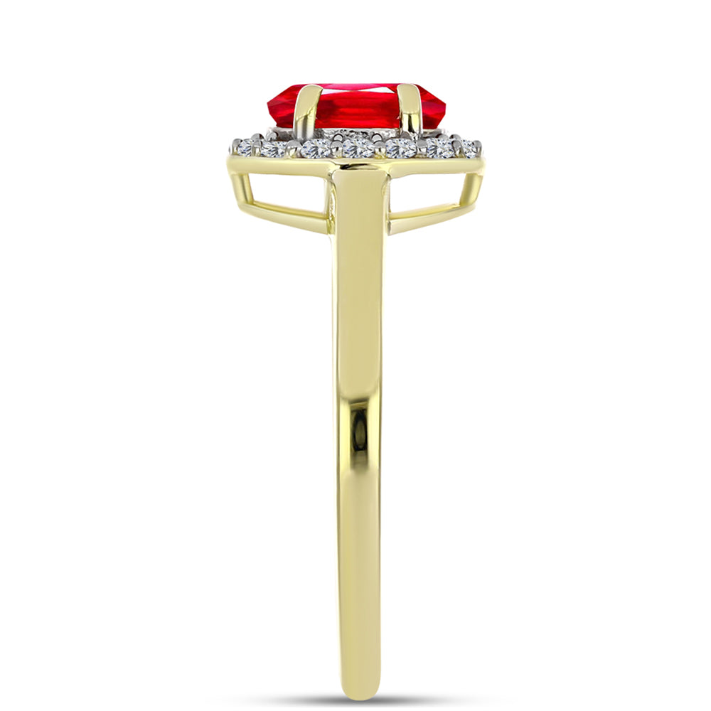 Anillo de Plata Bañada en Oro con Ágata Roja y Topacio Blanco 4 